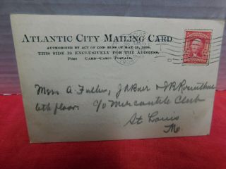 VTG Post Card Real Photo 1904 Atlantic City Mailing Card 2