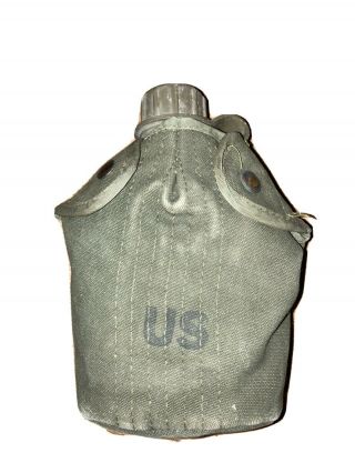 Vintage Water Canteen With Cover Us 1966 Military Army