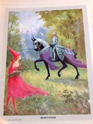 Edwardian Antique Witch Hazel Trade Card Knight & Girl Bewitched