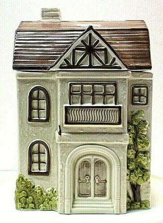 1979 Otagiri Cookie Jar Victorian Tudor Home Brown And Tan Vintage