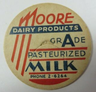 Vintage Milk Bottle Cap 1 - 5/8 " Moore 