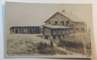 Vintage Real Photo Postcard Granite Park Chalets Glacier National Park Mt C1930