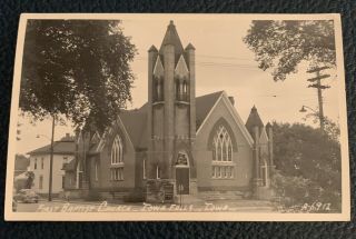 Rppc Real Photo Vintage Postcard Iowa Falls First Baptist Church Ia