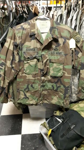 Us Army Vintage Camo Bdu Shirt Woodland Medium Reg 82nd Airborne Med Nyco