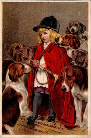 1880 ' s Trade Card Hoods Sarsaparilla Quack Medicine Fox Hunt Boy & Beagles 3