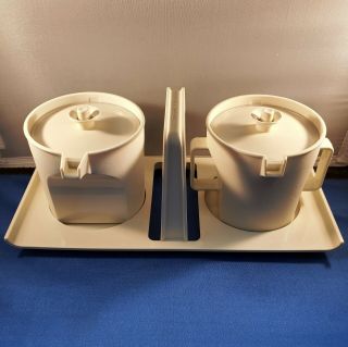 Vintage Tupperware Ivory Sugar And Creamer Set With Tray