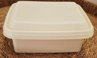 Vintage Tupperware Freeze N Save Ice Cream Keeper Almond Container 1254 & 1255