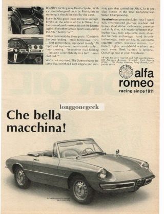 1968 Alfa Romeo Duetto Spider Vintage Print Ad