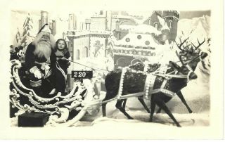 1569p Vintage Rppc Young Girl W Santa In Sleigh Christmas Real Photo Postcard