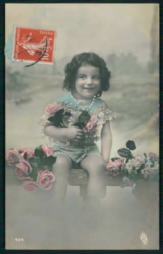 Edwardian Child Girl Glamour Fantasy Vintage 1910s Photo Postcard 957