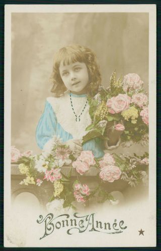 Edwardian Child Girl Glamour Fantasy Vintage 1910s Photo Postcard 950