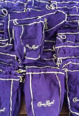 A Set Of Five (5) Crown Royal Purple Bags  Just Removed From Boxes.  (large)