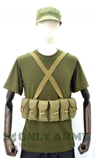 Korean Military Chest Rig / Bandolier 10 Pouch 7.  62mm Ammo Airsoft Mag Carrier