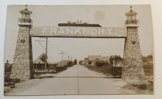 Frankfort Michigan Welcome Sign Sepia Tone Vintage Real Photo Postcard Pm 1926.