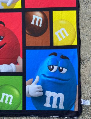 M&M Big Face Characters Blanket Throw Blue Brown Green Red Orange & Yellow Candy 3