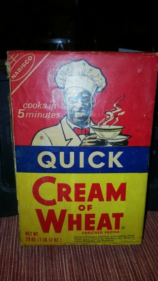 Vintage 1965 Opened Quick Box Cream Of Wheat Nabisco Farina 28oz