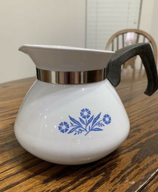 Vintage Corning Ware Blue Corn Flower 6 Cup Coffee Pot