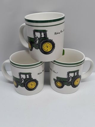 Set Of 3 John Deere Gibson Coffee Mug Cup Nothing Runs Like A Deere Rare