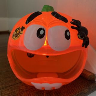 Motion Activated M&m Pumpkin Candy Bowl - Lights Up And Sounds - Halloween Rare