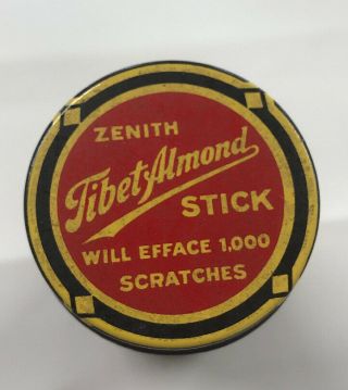 Vintage Zenith Tibet Almond Stick Furniture Radio Cabinet Scratch Remover Tin 2