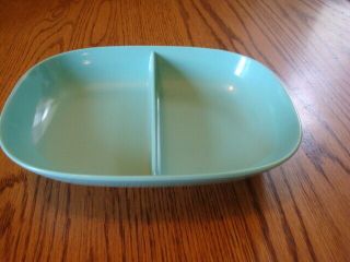 Vintage Texas Ware Divided Turquoise Serving Dish A - 116