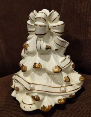 Cookie Jar Lid Baum Bros Formalities Ivory & Pearls Christmas Tree Top Only
