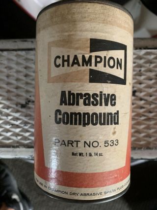 Vintage Champion Abrasive Compound Can No.  533 1lb 14oz Contents Still 3/4 Full