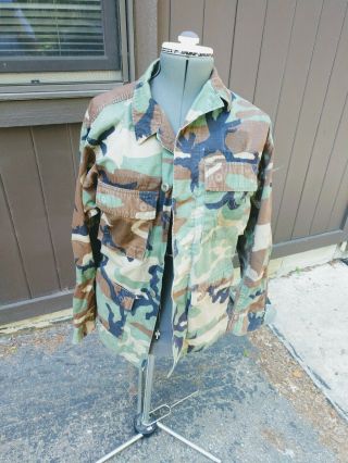 X Us Army Vintage Camo Bdu Shirt Surplus Woodland Small Regular Coat