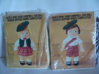 Vintage 1980 Campbell Kids Boy And Girl Doll Kits - Sewing Kit - Nos