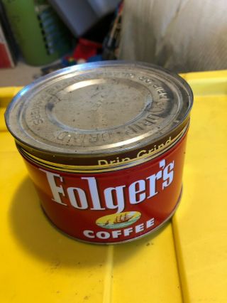 Vintage 1952 Folger’s Coffee 1 Lb.  Tin Empty
