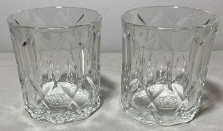 2 Vintage Crown Royal Whiskey Glasses Low Ball With Logo