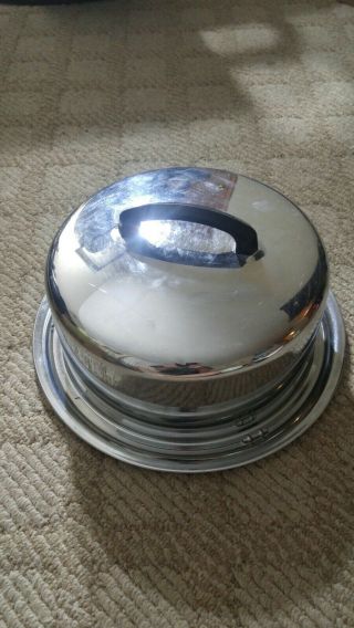 Vintage Metal Round Cake Carrier W/ Cover Locking Frederick Everyday Co.  Usa