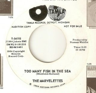 The Marvelettes Too Many Fish In The Sea Tamla Promo Motown Northern Soul Usa 45