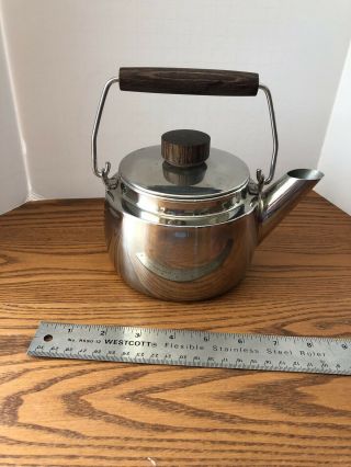 Vintage Farberware Teapot With Lid Wooden Handles 3 Cup