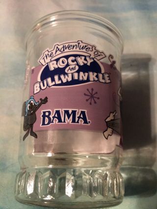 Rocky & Bullwinkle Drinking Glass Jelly Jar 4 Bama Natasha Collectible Welches