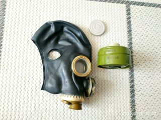 Vintage Black Gp - 5 M Gas Mask Ussr (ГП - 5m),  Charcoal Filter Size 2y