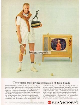 1959 Rca Victor Color Tv Don Budge Tennis Grand Slam Winner Vintage Print Ad
