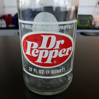 Dr Pepper Commemorative Bottle Bicentennial The Minute Man 32 Oz 1776 - 1976