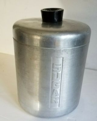 Vintage 1950’s Spun Aluminum Metal Sugar Kitchen Container Canister W/ Lid