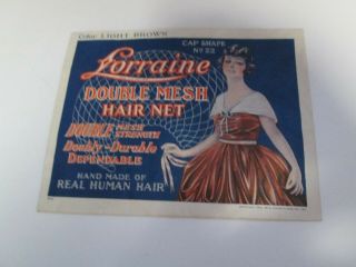 Vintage 1922 Lorraine Double Mesh Hair Net Advertising Envelope Empty