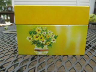 Vintage Ohio Art Yellow With Flowers Metal Kitchen Recipe Box