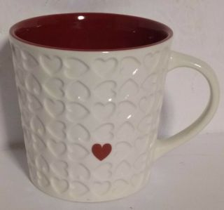 Starbucks White Coffee Mug Embossed Red Heart 2007 Collectible 16oz A Lovely Cup