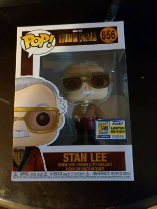 Funko Pop Sdcc 2020 Comic Con Marvel Iron Man Stan Lee Official Sticker In Hand