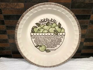 Vintage Royal China Jeannette 11 " Deep Dish Apple Pie Plate/ Baker W/ Recipe