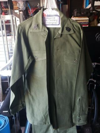 Sgtmaj Usmc Service Green Long Sleeve Shirt Men 