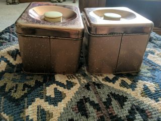 Lincoln Beautyware Set Of Two Vintage Coffee and Tea Canisters Copper speckled 3