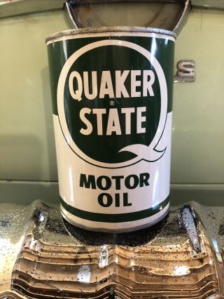 Vintage Quaker State Light 1 Quart Motor Oil Can Full