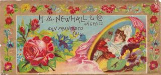 Chromo Victorian Trade Card H M Newhall & Co San Francisco Spanish Woman 7.  5x3.  5