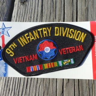 9th Infantry Division Vietnam Veteran Novelty 5.  25 " X2.  75 " Iron On Hat Patch Nos