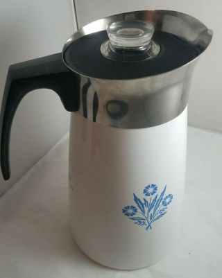 Vintage Corning Ware Corelle Blue Cornflower Stove Top Coffee Percolator 9 Cup